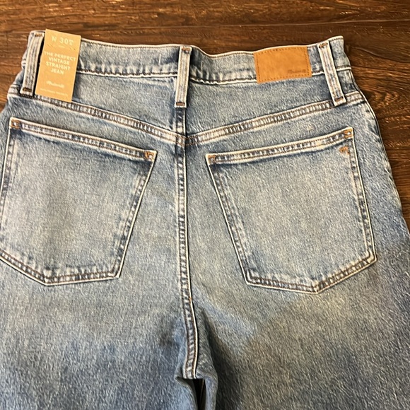 MADEWELL Tall Perfect Vintage Straight Jean Kingsbury Wash Knee-Rip SIZE 30T NWT - Picture 9 of 11